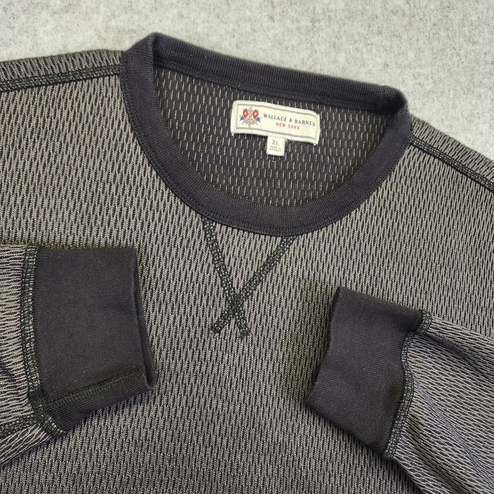 Wallace & Barnes Crewneck Sweatshirt‎ Sweater Mens XL Honeycomb Waffle Gray